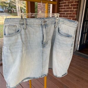 Plus Denim High-Waist Straight Mini Skirt in Fitzgerald Wash